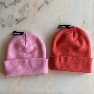 BEECHFIELD ORIGINAL HEADWEAR CUFFED BEANIE PINK ORANGE LOT OF 2 HATS NWT